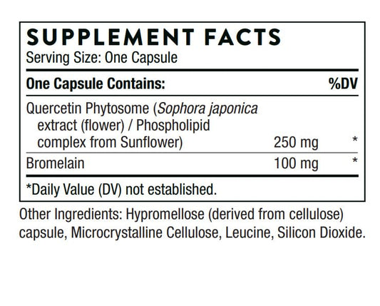 Close-up of Quercetin Complex capsule highlighting absorption technology