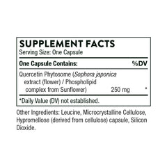 Close up label of THORNE Quercetin Phytosome highlighting 60 Servings