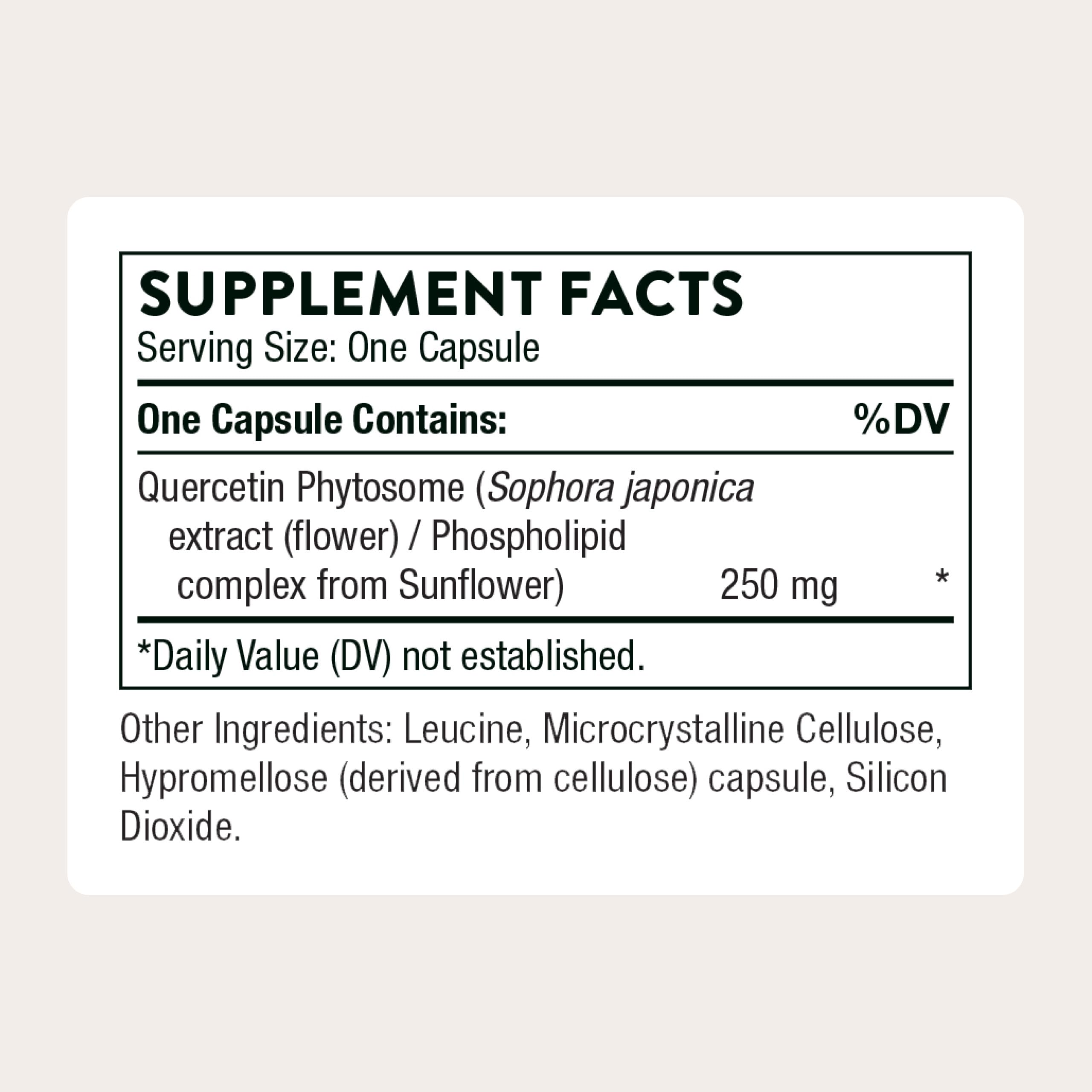 THORNE Quercetin Phytosome capsules ready for daily intake