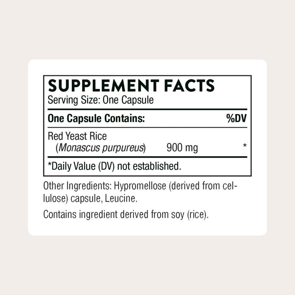 THORNE Red Yeast Rice capsules arranged for a simple daily routine