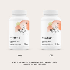 Close-up of THORNE bottle label highlighting 900mg per capsule