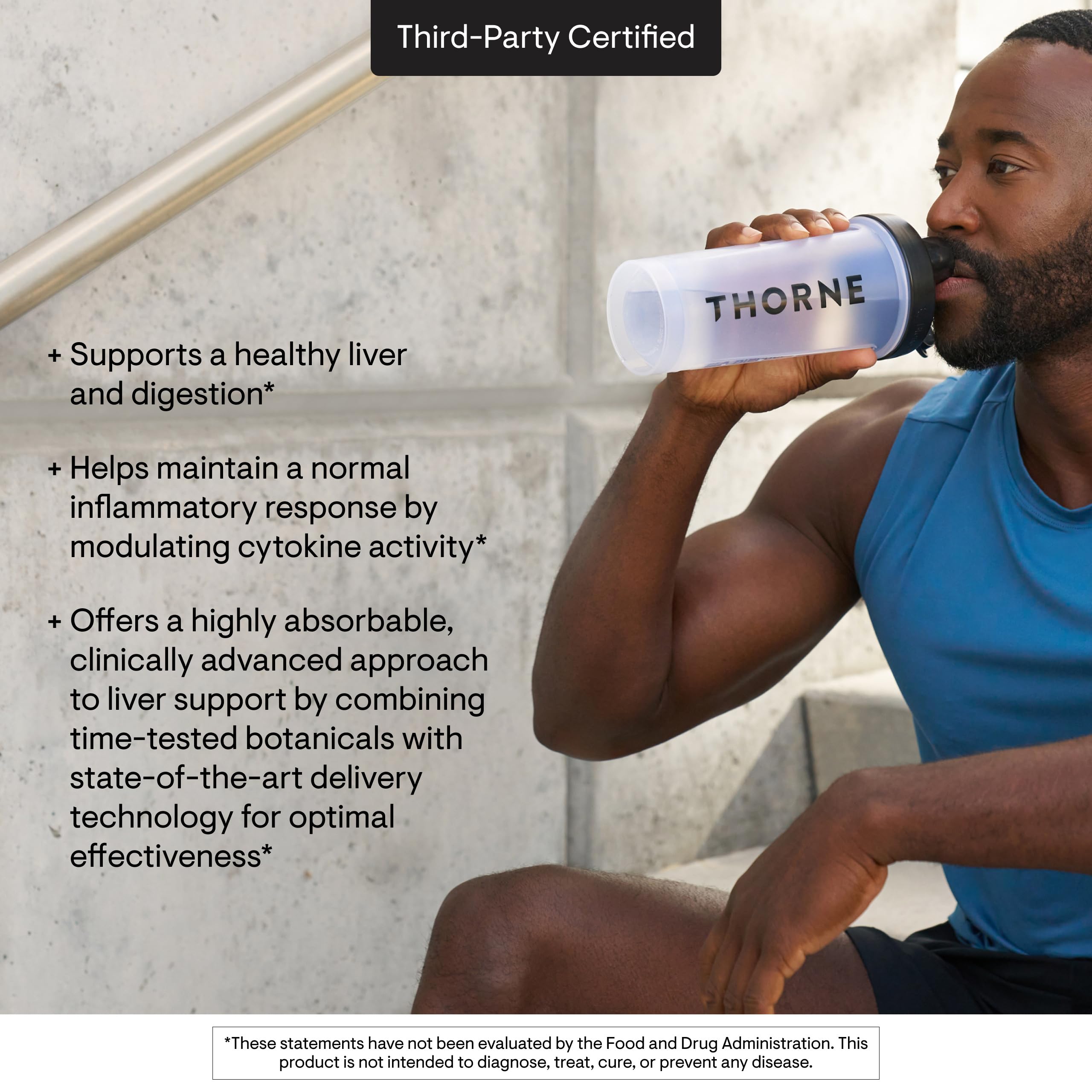 THORNE S.A.T. Milk Thistle Complex turmeric highlight indicates bioavailability benefits.