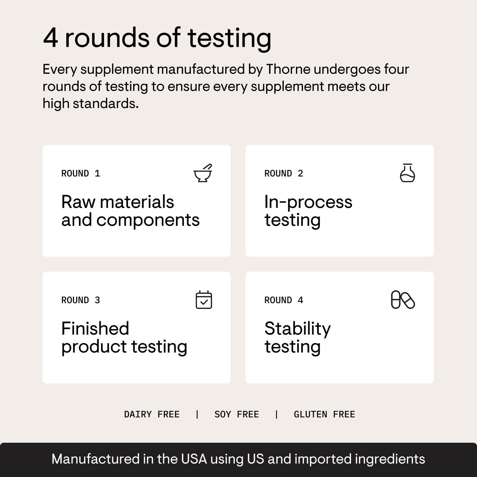 THORNE Theanine capsules with labeling from third-party testing