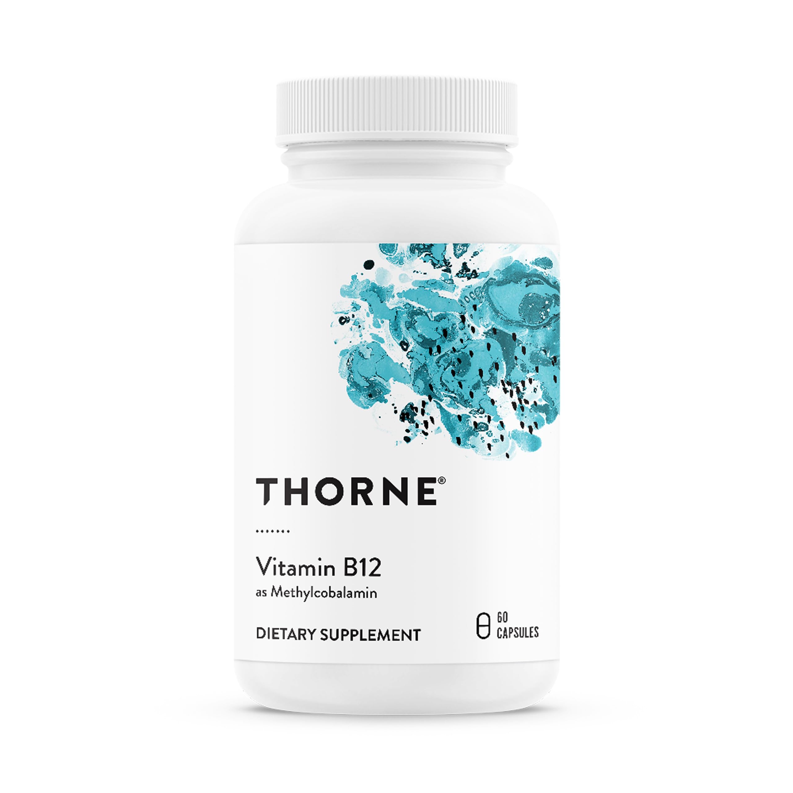 THORNE Vitamin B12 methylcobalamin bottle label – 60 servings