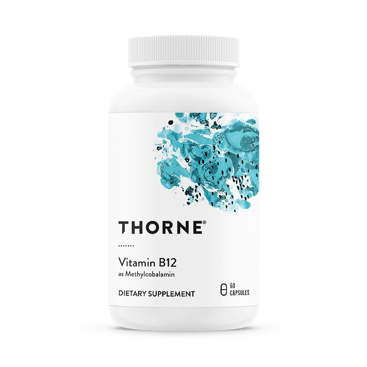 THORNE Vitamin B12 methylcobalamin bottle label – 60 servings