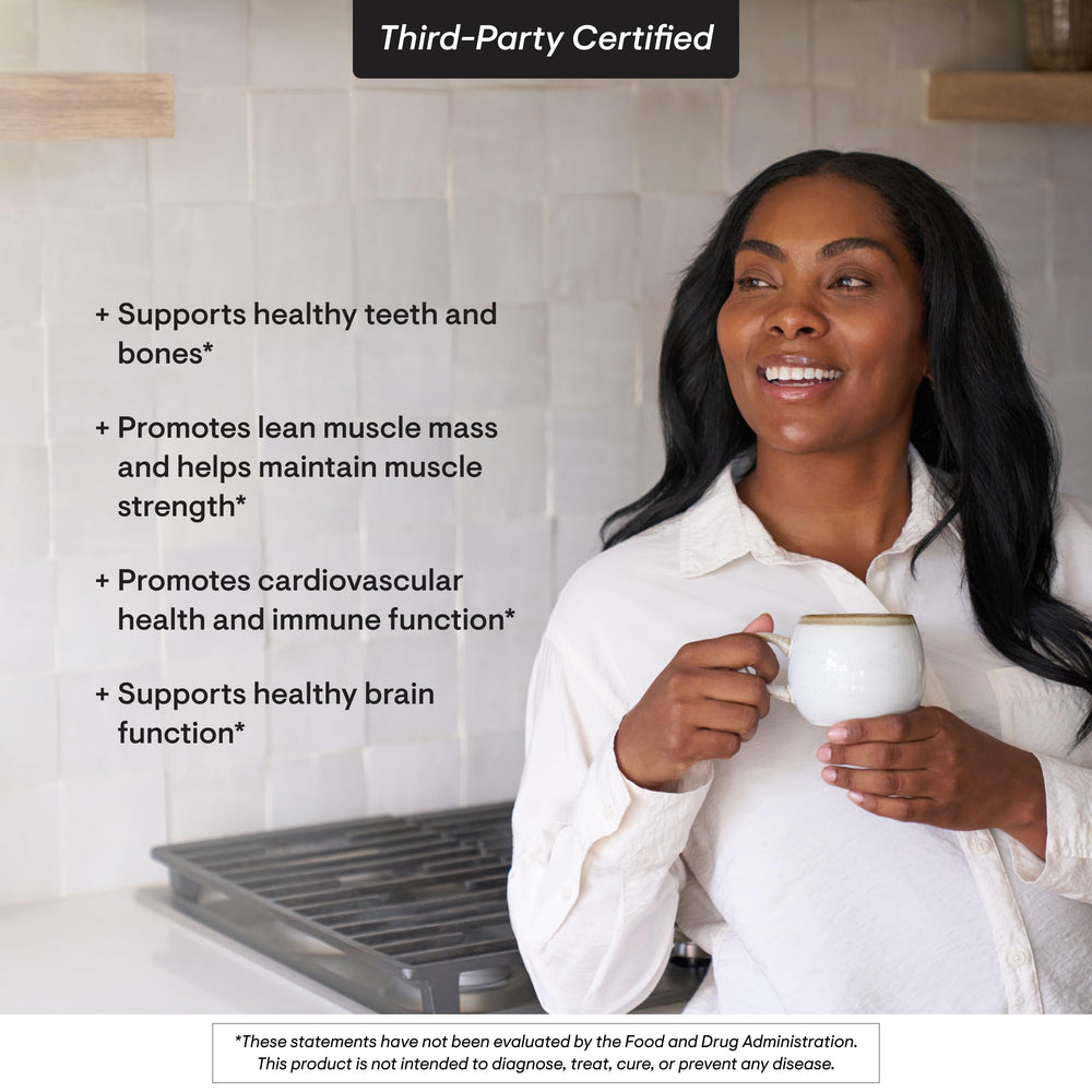 Product benefits: bones, teeth, muscles, immune function