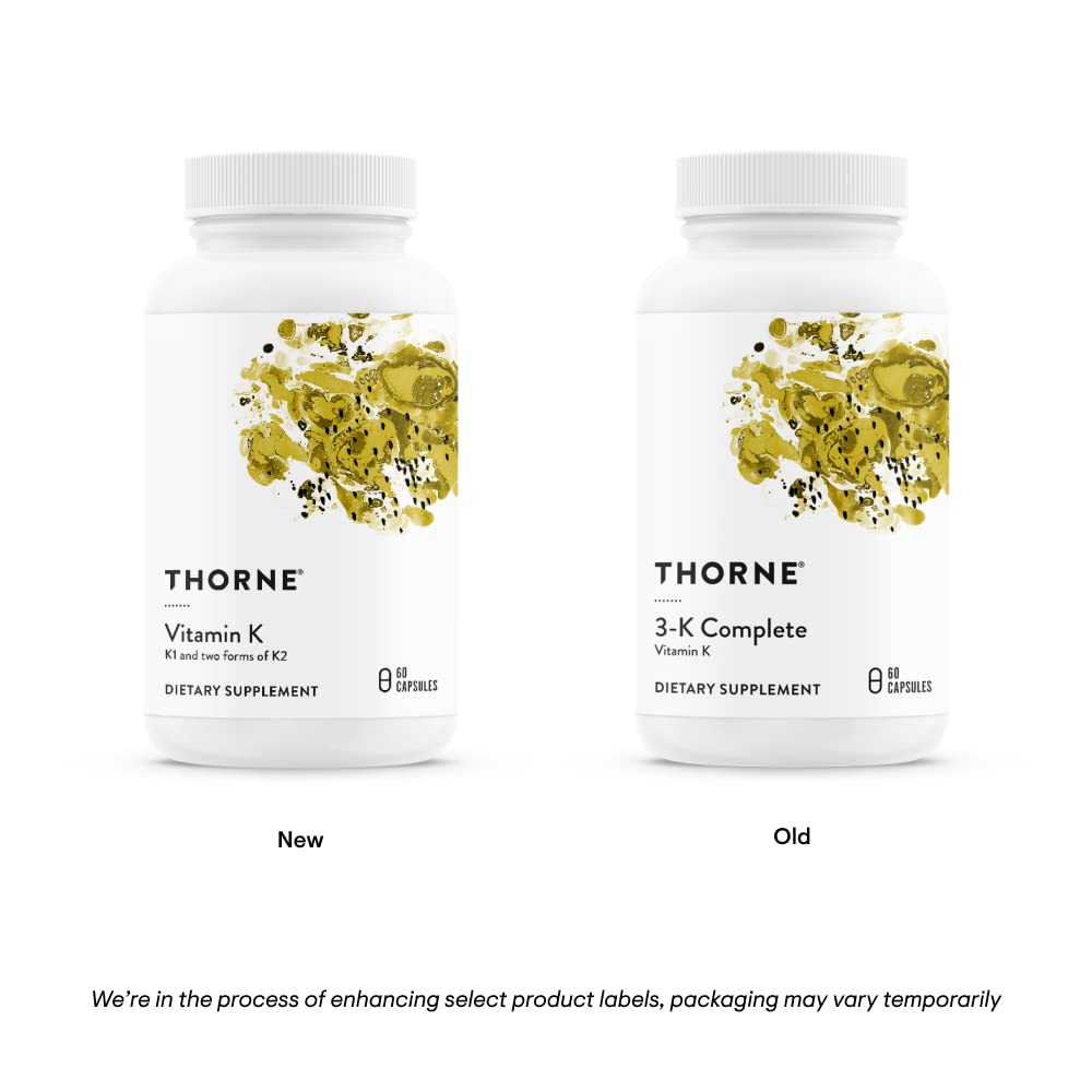 Label highlights: Vitamin K1, MK-4, and MK-7 on THORNE Vitamin K