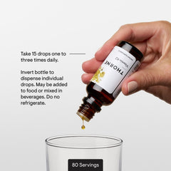 THORNE Vitamin K2 Liquid 1 mg drop close-up—consistent dosing for daily routines.