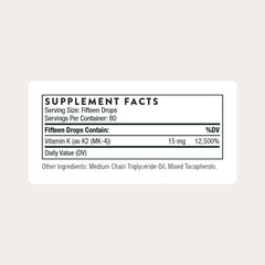 THORNE Vitamin K2 Liquid dropper dispense—customizable dosing for heart and bone support.