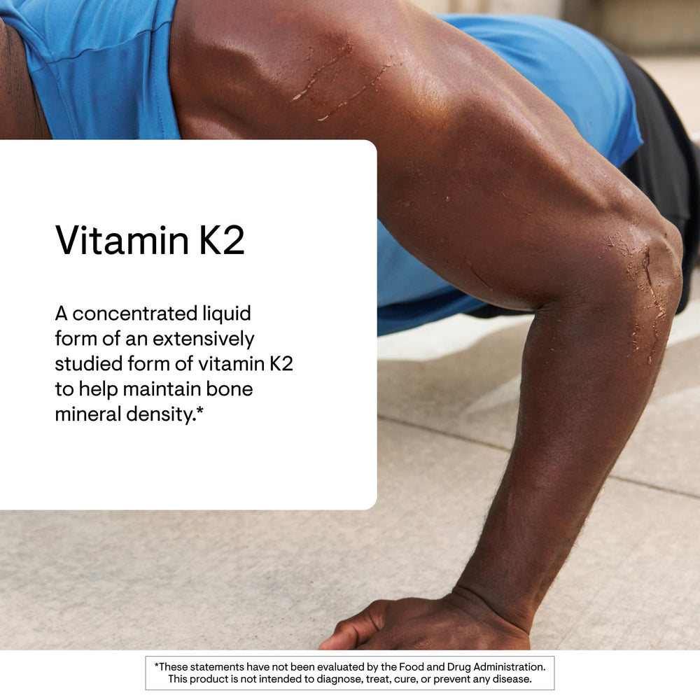 THORNE Vitamin K2 Liquid serving drops—1 mg per drop, flexible daily use for wellness.