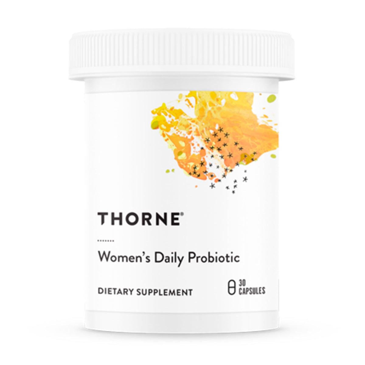 Front view of THORNE Women's Daily Probiotic bottle, 30 servings