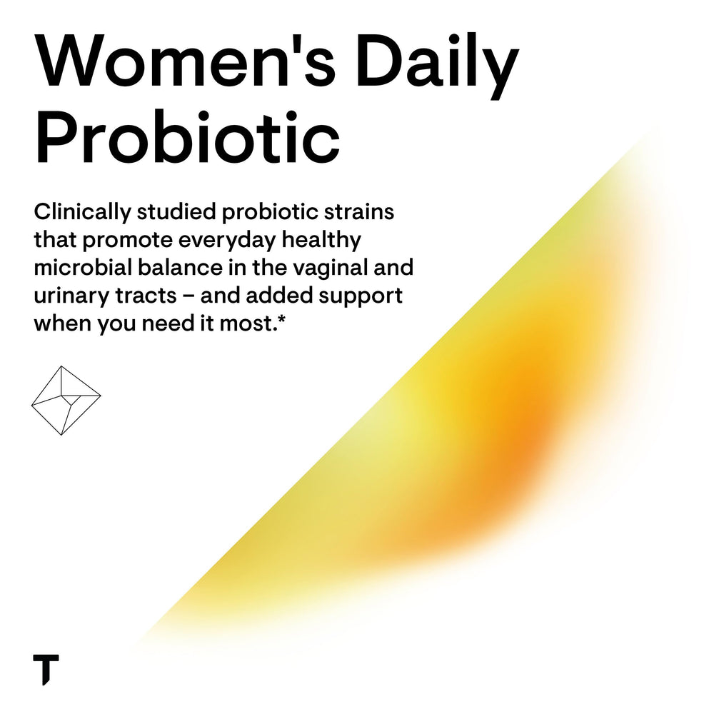 THORNE Women's Daily Probiotic label showing ingredients and shelf stability