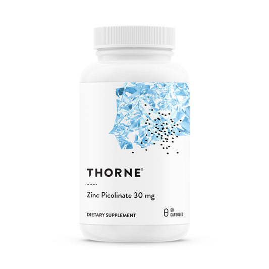 Thorne Zinc Picolinate 30 mg bottle on white background