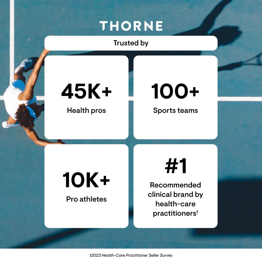 30 servings per container label for THORNE Complete Biotic