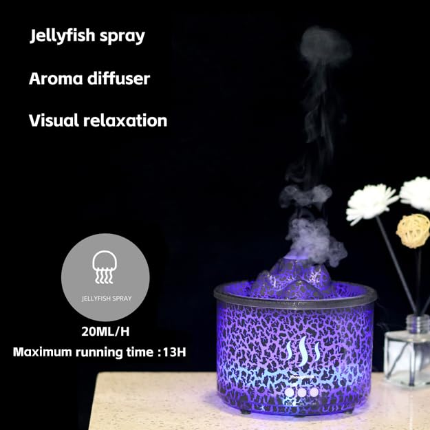 Thoughtalk black volcano mode diffuser showcases bold lighting and extended aroma.