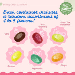 Three Lollies Queasy Drops peppermint close-up for refreshing relief.