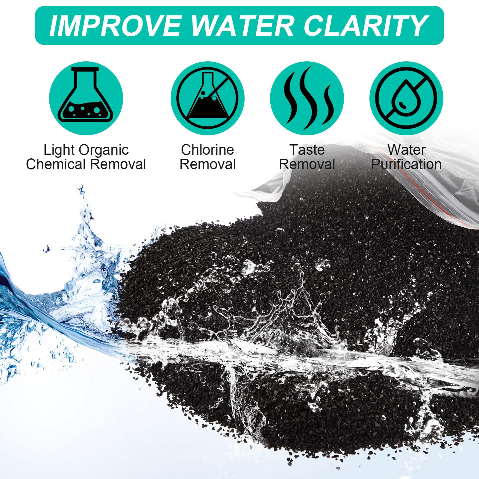 Activated carbon reduces chlorine for purified water
