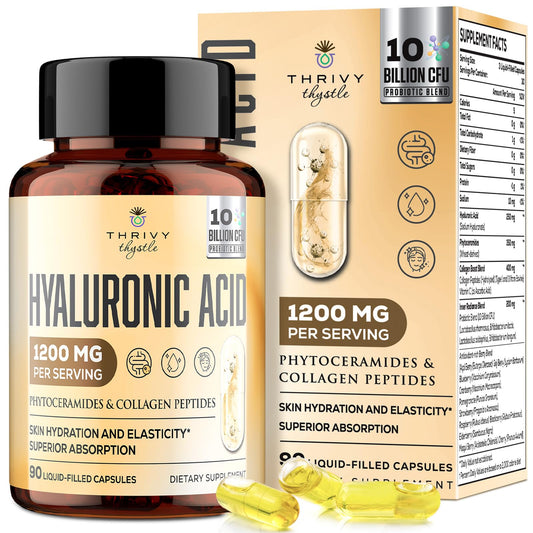 ThrivyThystle bottle of 19-in-1 Hyaluronic Acid Capsules