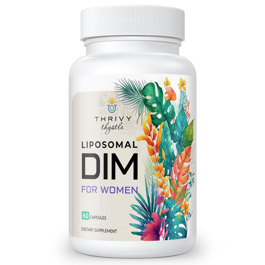 ThrivyThystle DIM supplement bottle, 400 mg DIM, 60 capsules, liposomal delivery