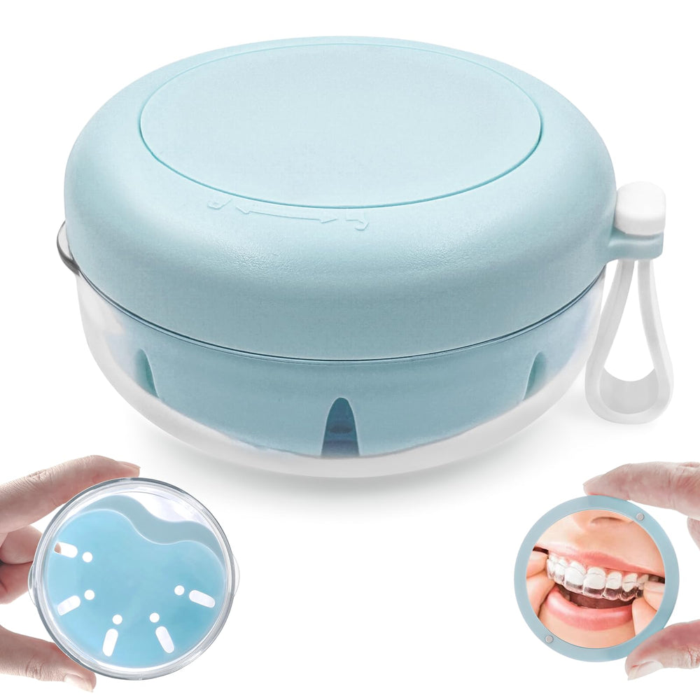 Blue THSTOIC denture case front view