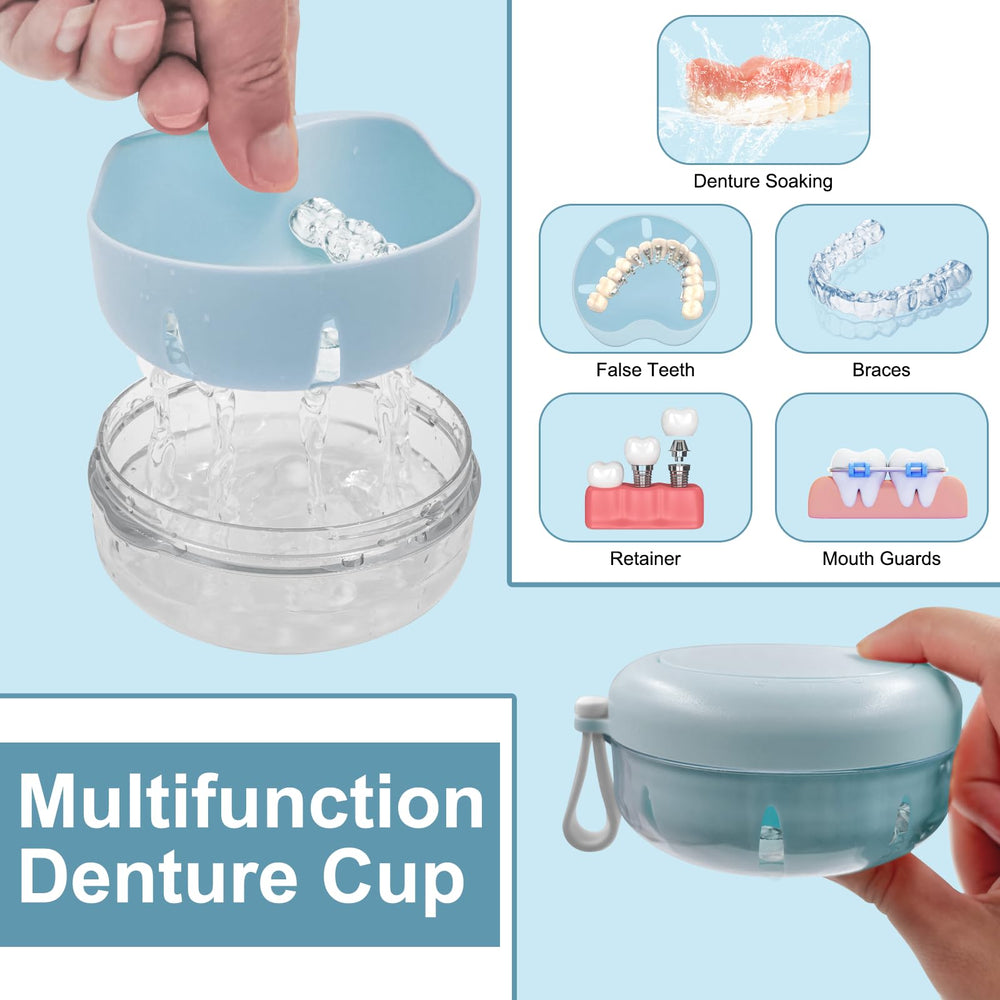 THSTOIC denture case lid featuring magnetic mirror