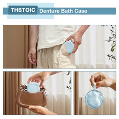 THSTOIC denture case blue packaging and contents