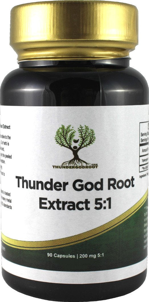 Bottle of Thunder God Vine Root 5:1 extract capsules (200mg, 90 capsules)