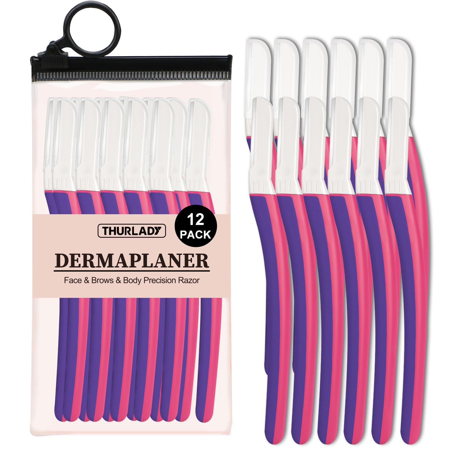 THURLADY Dermaplane Razor Face in fuchsia for smoother skin and makeup prep