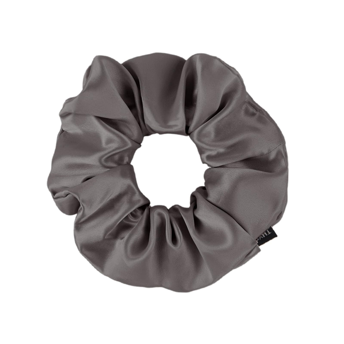THXSILK charcoal silk scrunchie with gentle hold for all hair types.