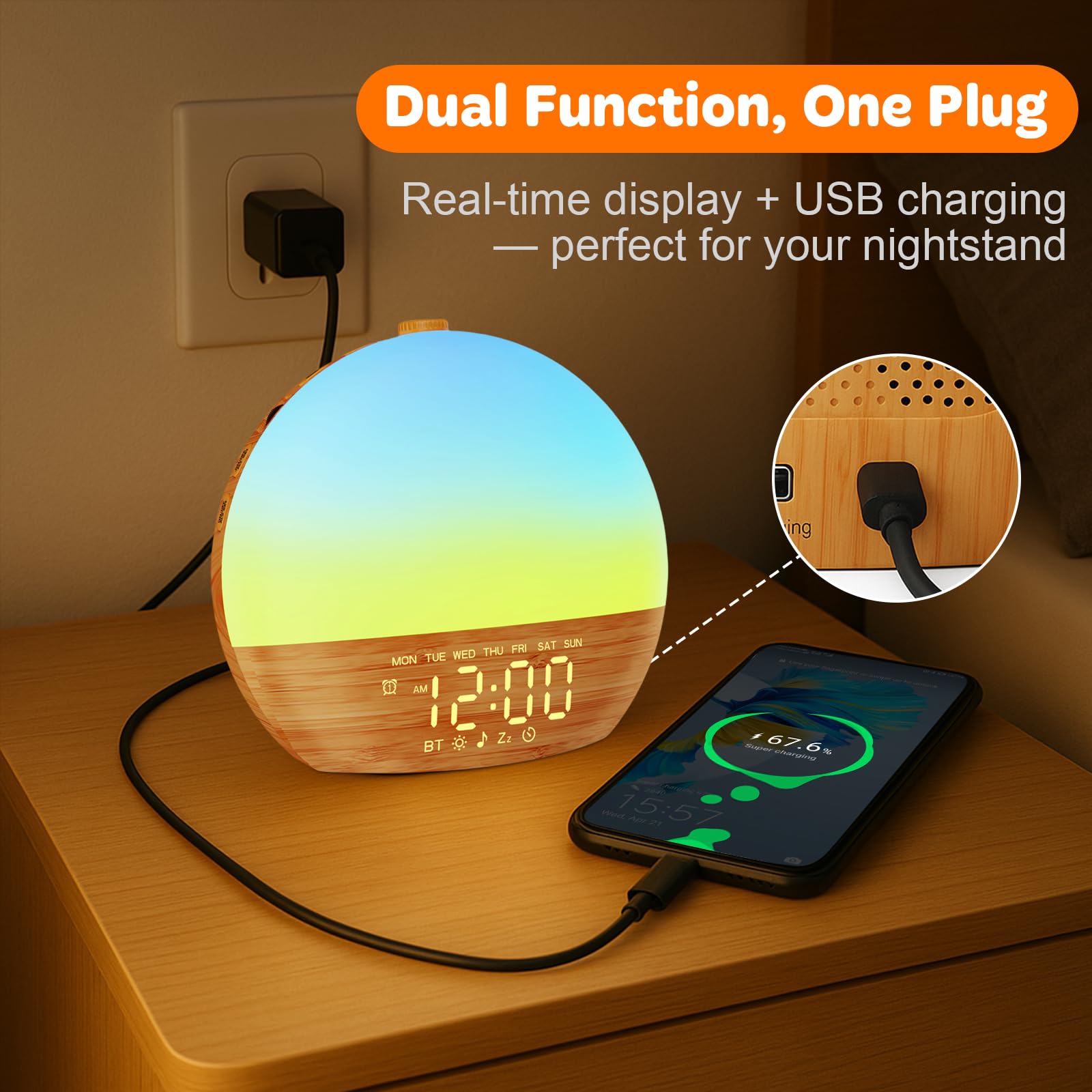 Thybro wood design alarm clock blending with decor for any room