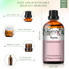 Diffuser usage showing thyme essential oil aroma
