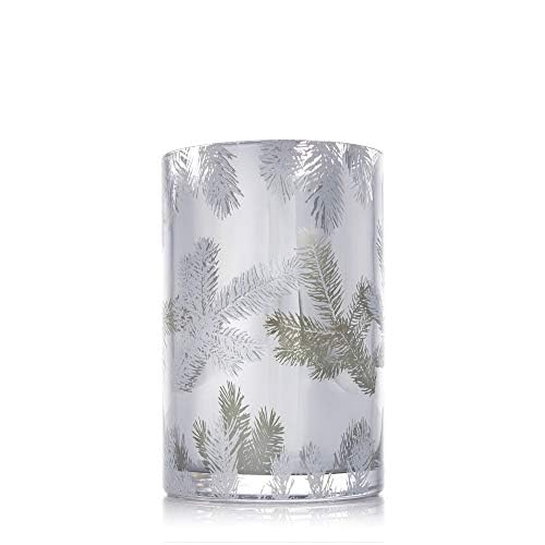 Silver pine needle luminary with Thymes Frasier Fir candle and gold lid