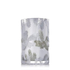 Silver pine needle luminary with Thymes Frasier Fir candle and gold lid