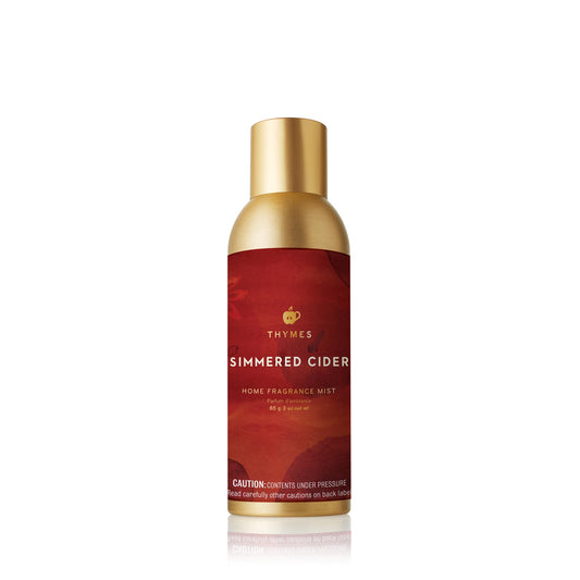 Thymes bottle front label showing Simmered Cider scent and size for easy identification