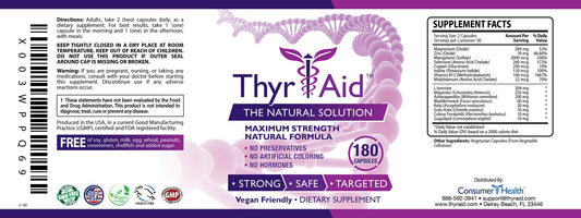 ThyrAid packaging and ingredients close-up