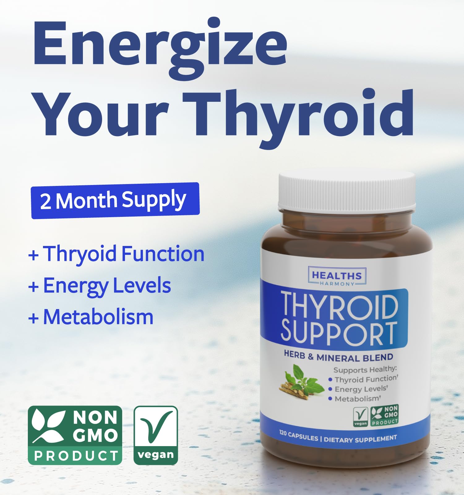 Label highlights non-GMO and 60 day supply