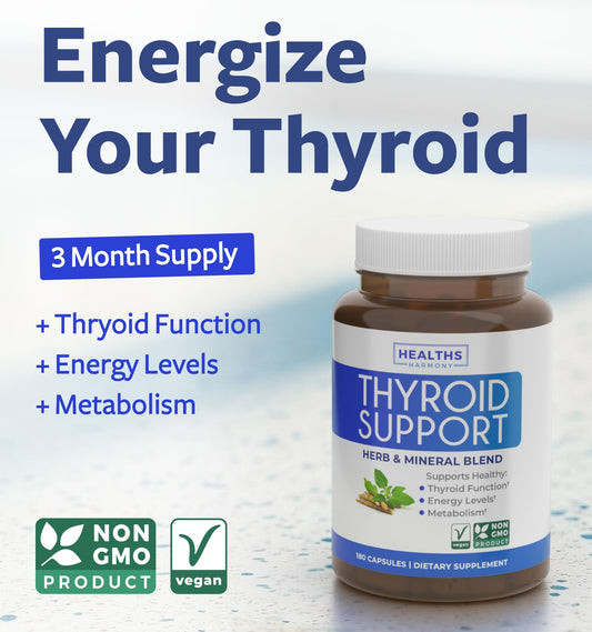 Label featuring B12, L-tyrosine, ashwagandha and iodine