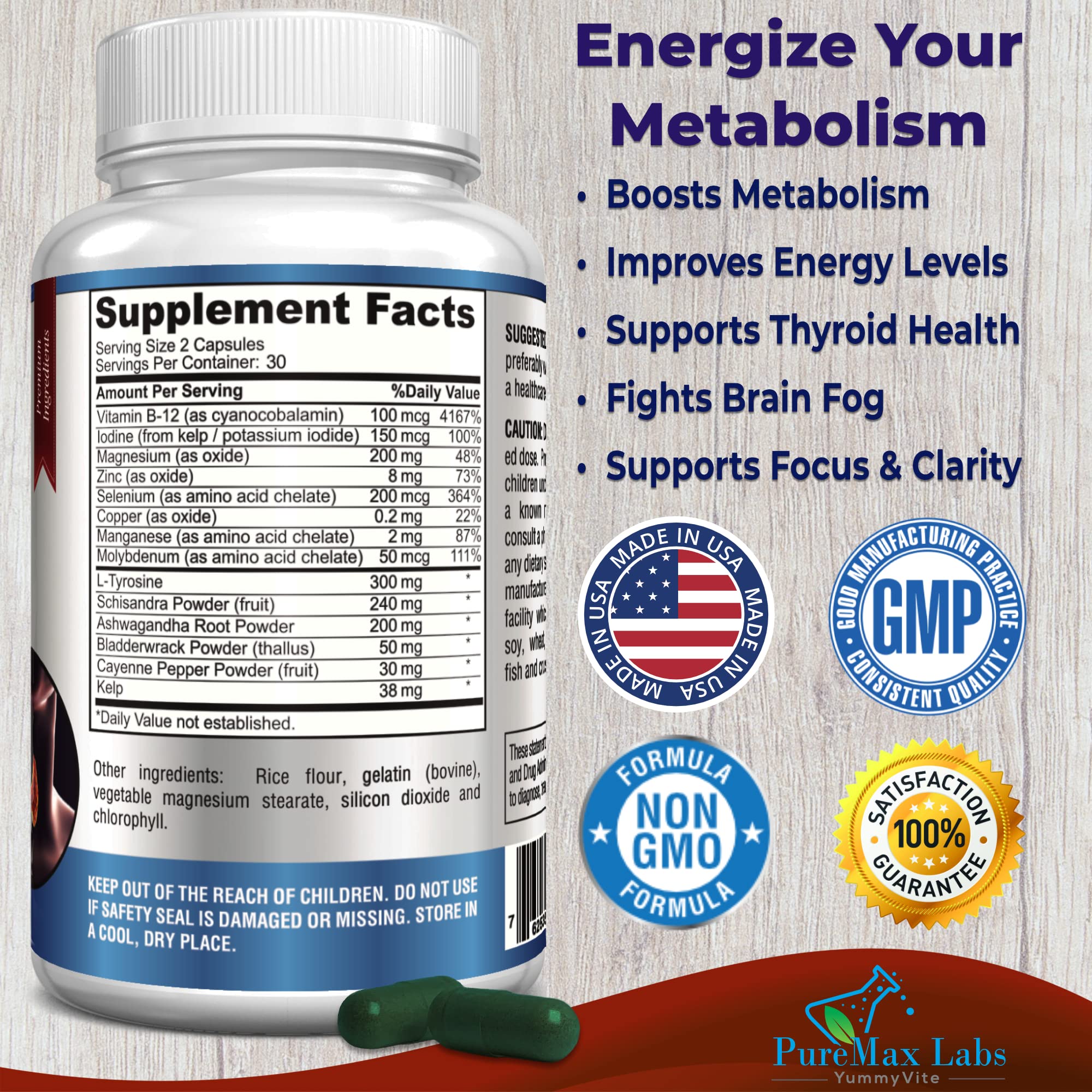 Front view of Thyroid Support with Iodine bottle