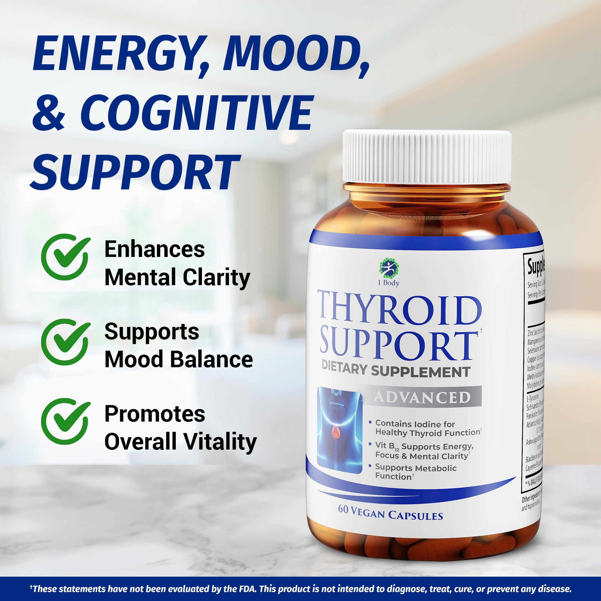 Daily thyroid support for energy, mood, and concentration