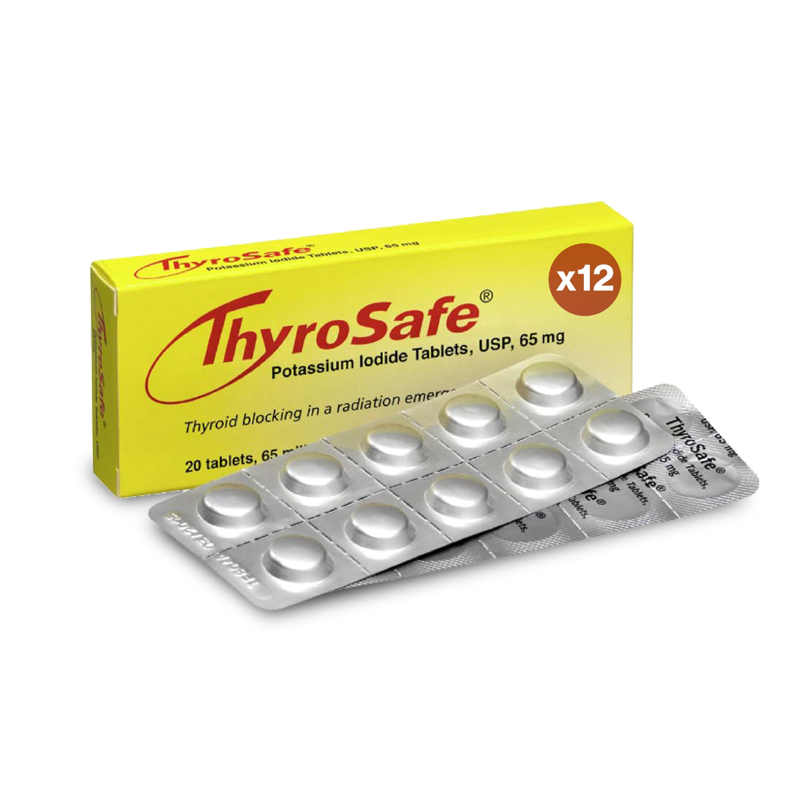 THYROSAFE 65mg tablets in blister pack for potential thyroid protection during radiation events.