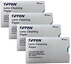 Close-up of lens cleaning tissue sheets