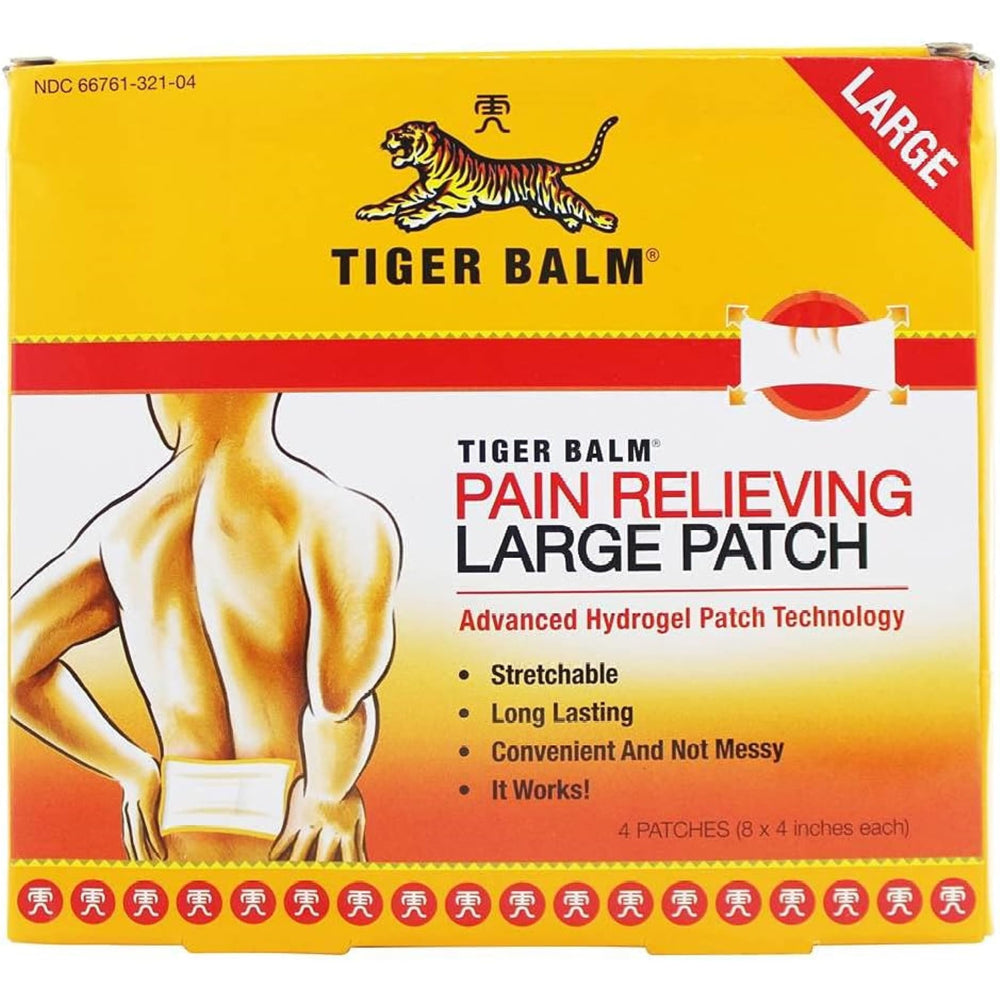 Tiger Balm Pain Relieving Patch Large - application close-up for targeted relief.