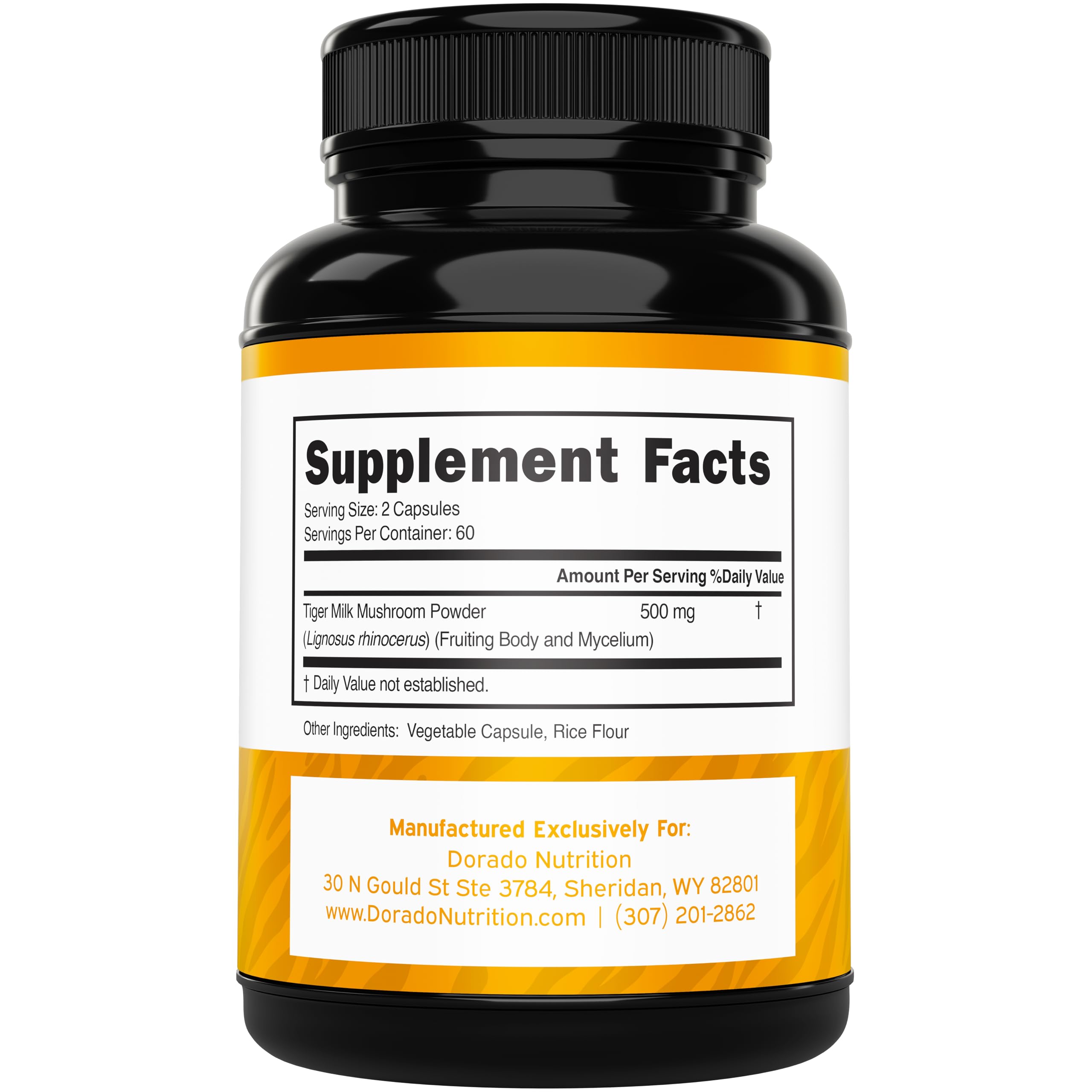 Close-up of Tiger Milk Mushroom capsules for immune and lung support