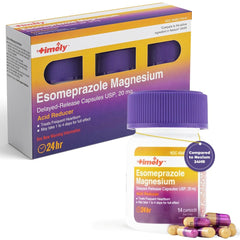TIME-CAP LABS Timely Esomeprazole 20mg bottle front for all-day heartburn support.