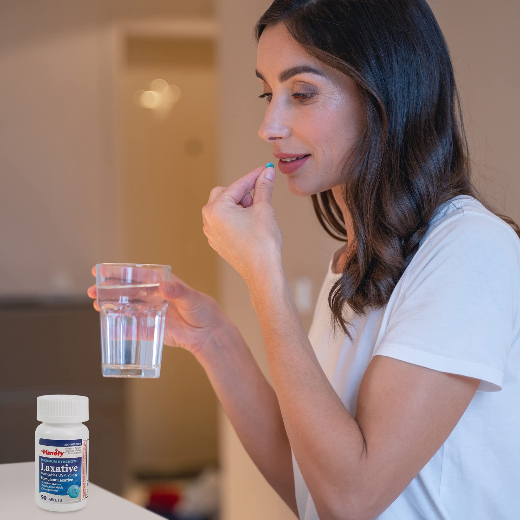 TIME-CAP LABS Timely Max Laxatives bottle label close-up emphasizes value