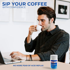 Timely Acid Reducer long-lasting 12-hours icon demonstrates extended protection.