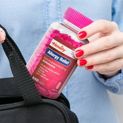 Timely Allergy Relief caplets packaging on shelf signals a trusted daily option.