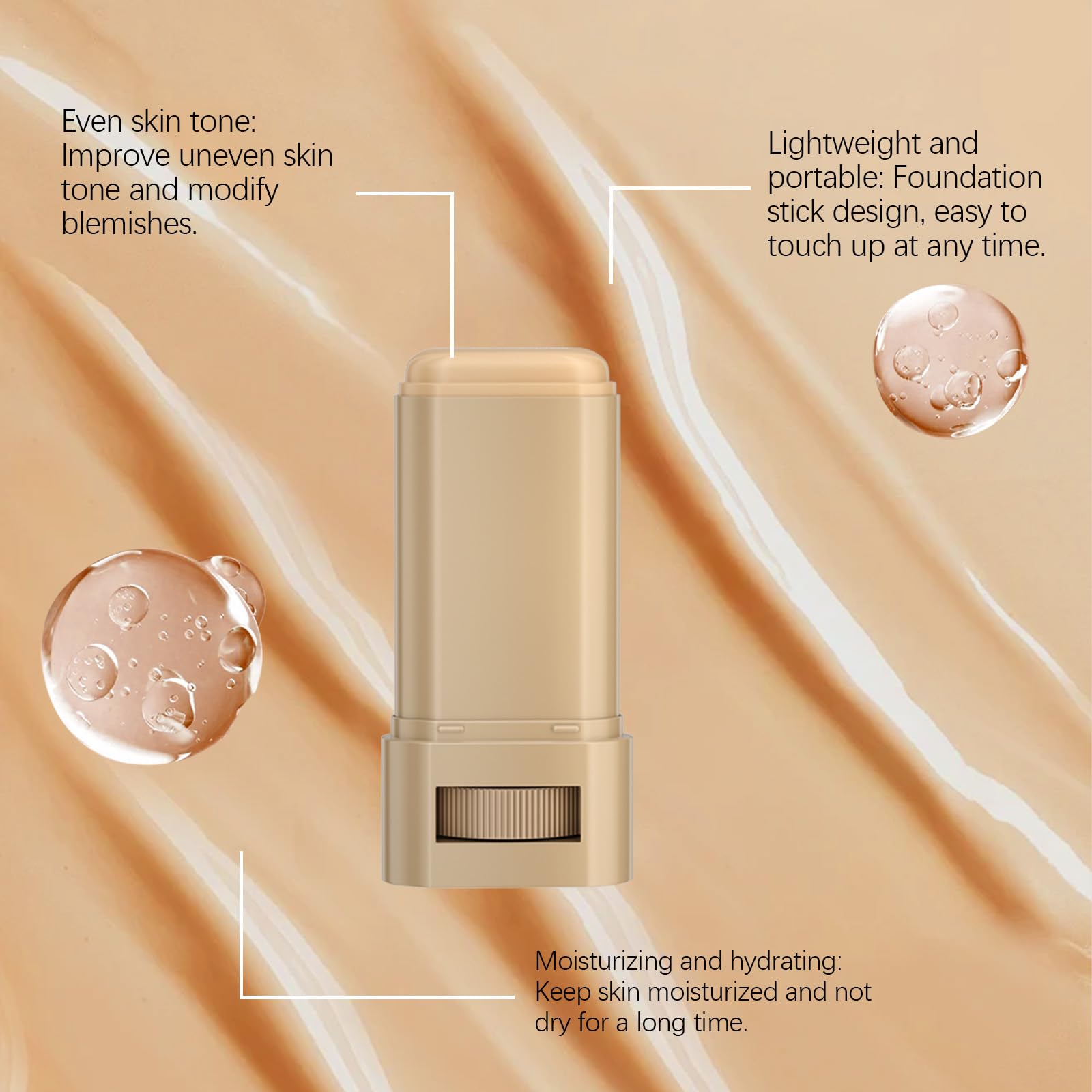 TIMLIFE foundation stick application-glide captures smooth, even coverage without fuss.