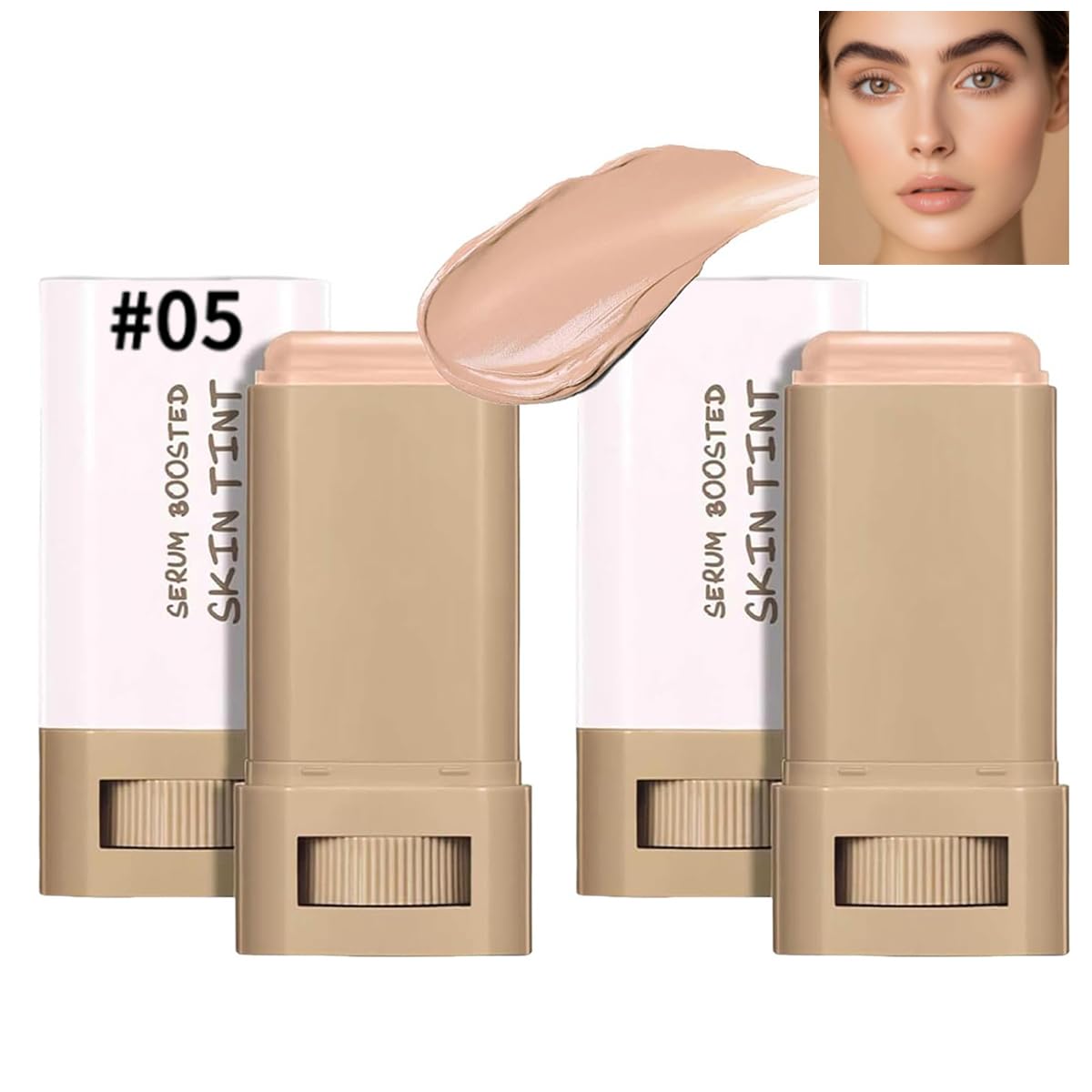 TIMLIFE foundation stick compact demonstrates portable touch-ups with a natural, weightless finish.
