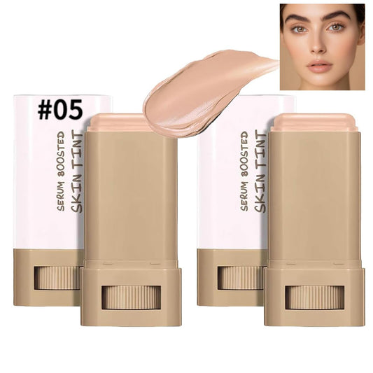 TIMLIFE foundation stick compact demonstrates portable touch-ups with a natural, weightless finish.